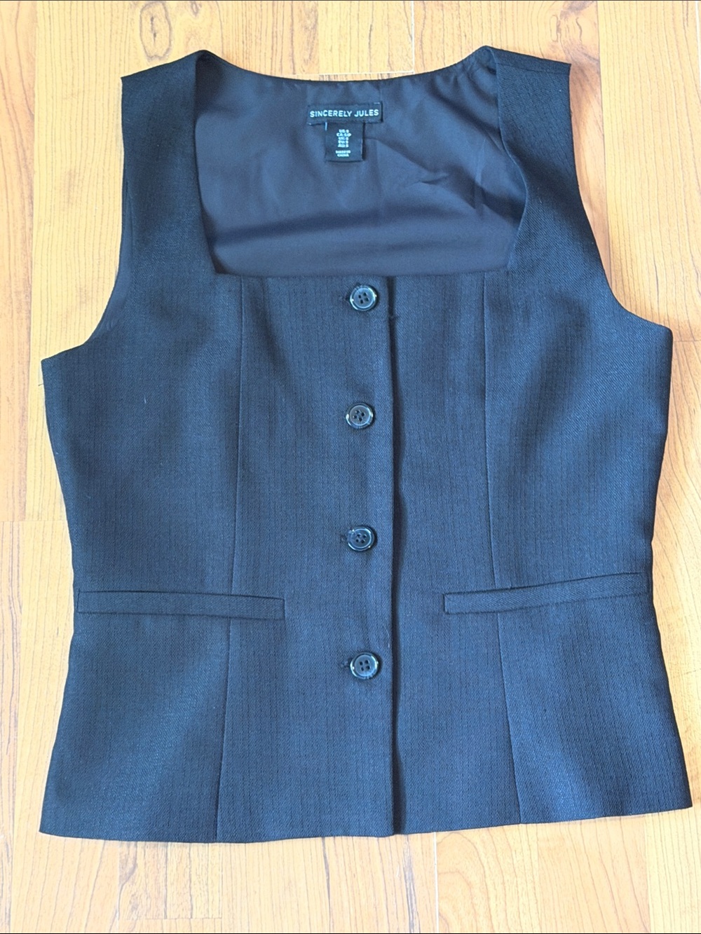 Sincerely Jules Black Tailored Button-Front Vest
